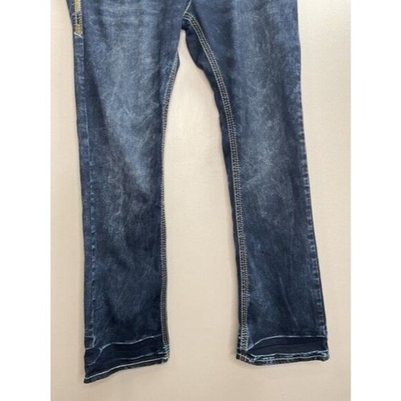 Affliction Black Premium Ace Distressed AcidDark Wash Straight Jeans Men Size 34 - Picture 8 of 13